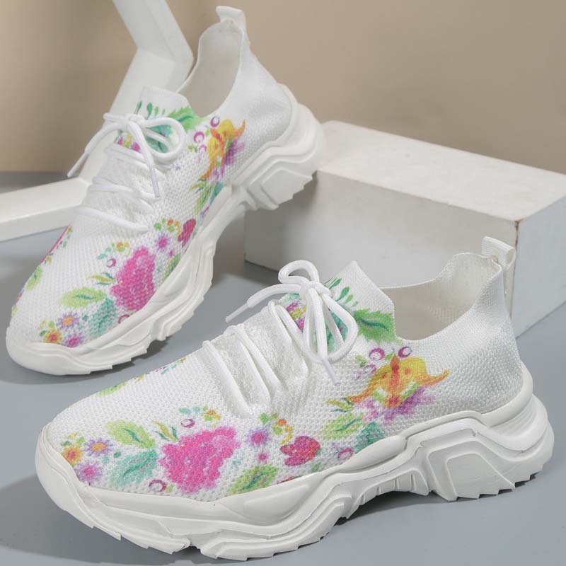 Afslappede Sneakers Med Blomsterprint