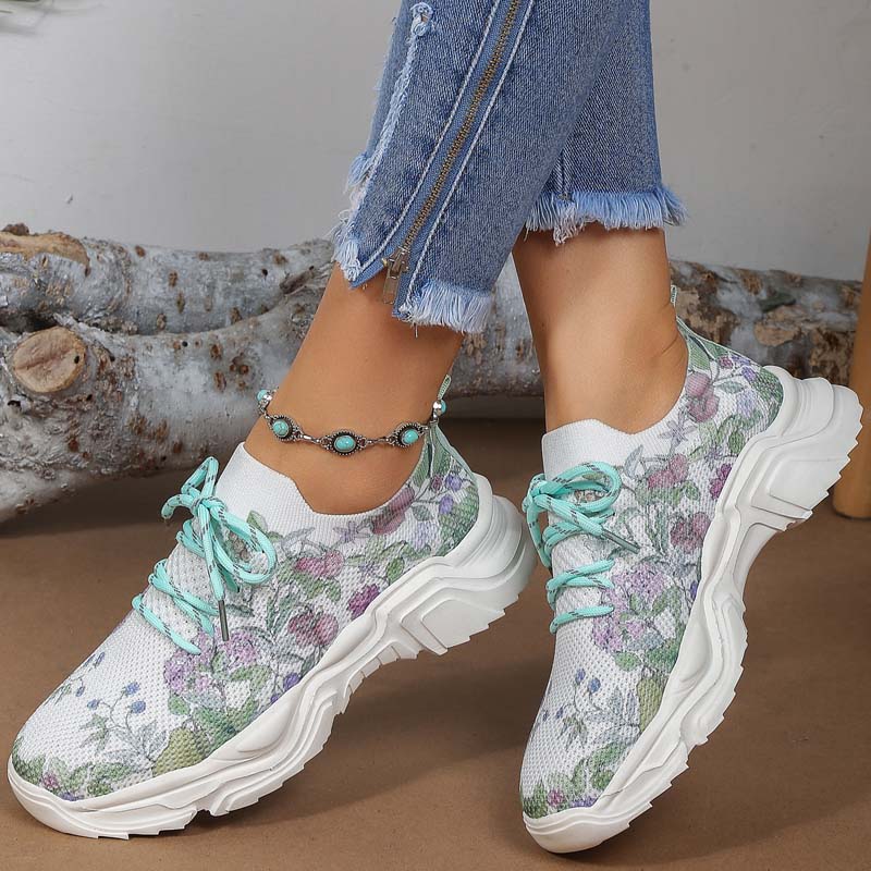 Afslappede Sneakers Med Blomsterprint