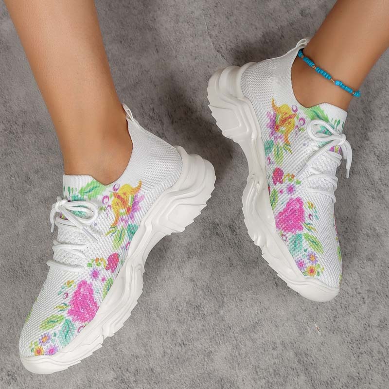 Afslappede Sneakers Med Blomsterprint