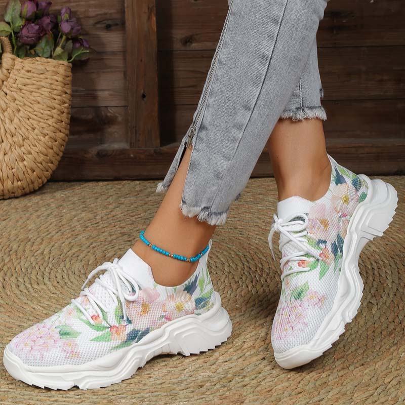 Afslappede Sneakers Med Blomsterprint