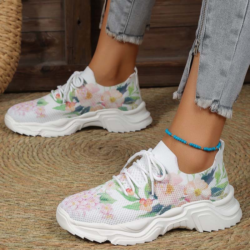 Afslappede Sneakers Med Blomsterprint