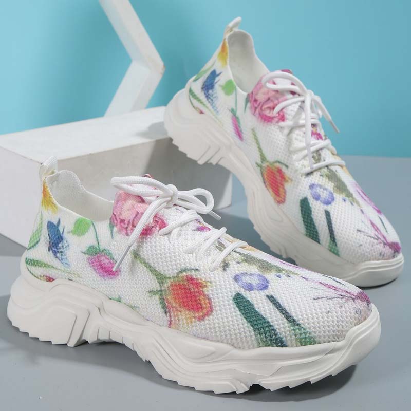 Afslappede Sneakers Med Blomsterprint