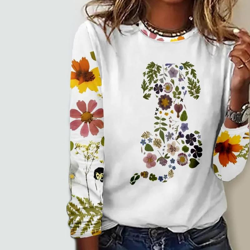 Kreativ T-Shirt Med Blomstertryk