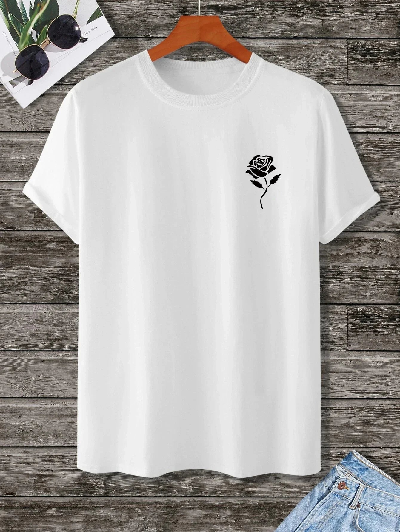 T-shirt til mænd med rose-logo