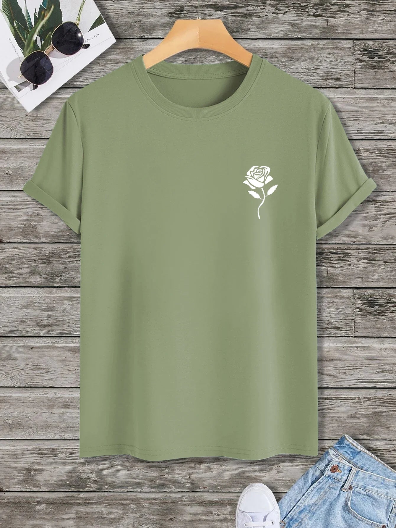 T-shirt til mænd med rose-logo