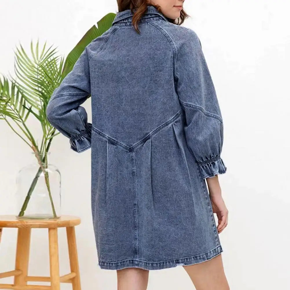 Lillian™ | Oversize Skjortekjole i Denim