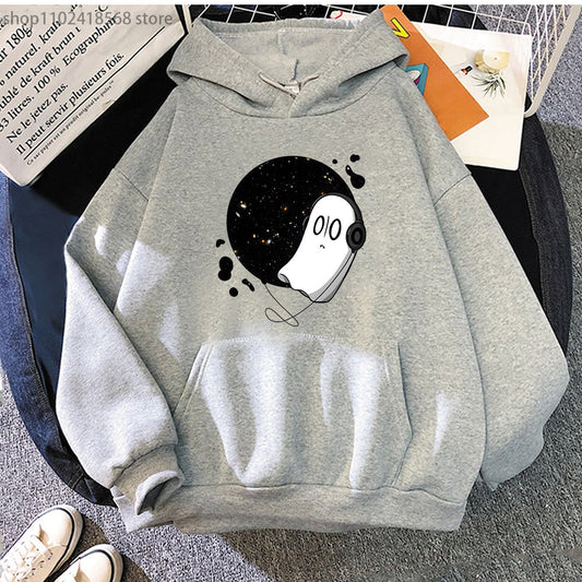 Herre sweatshirt med hætte og space-grafik