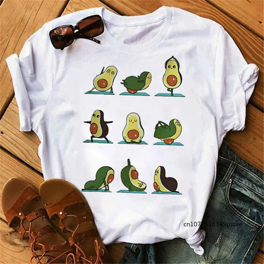 T-shirt til kvinder med avocadomotiv