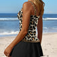 Tankini-badedragt med paneleret leopardprint