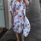 Round Neck Floral Half Sleeve Shift Dress