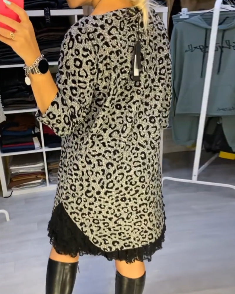 Leopardprint slankekjole