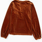 Gylden Brun V-hals Velour Bluse