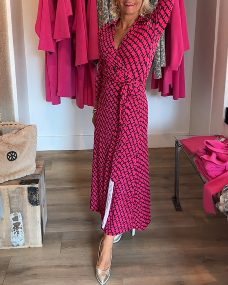 Elegante maxi-jurk met V-hals