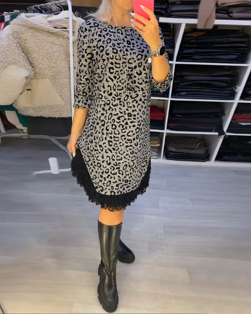 Leopardprint slankekjole