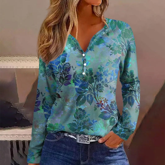 Vintage Bluse Med Blomstermønster