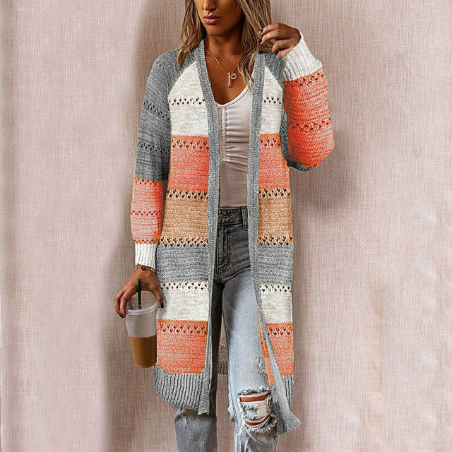 Stribet Patchwork Cardigan