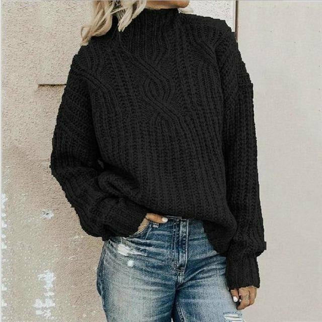 Afslappet Solid Strikket Sweater